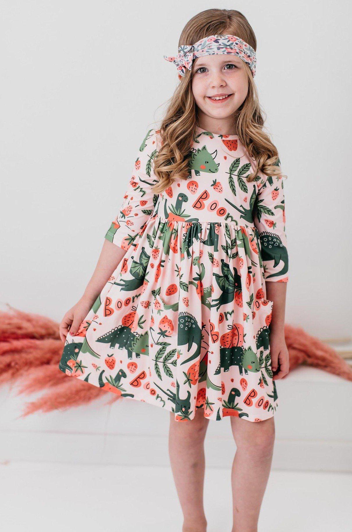 Hear Me Roar 3/4 Sleeve Pocket Twirl Dress - Aaria Tees Aaria Tees
