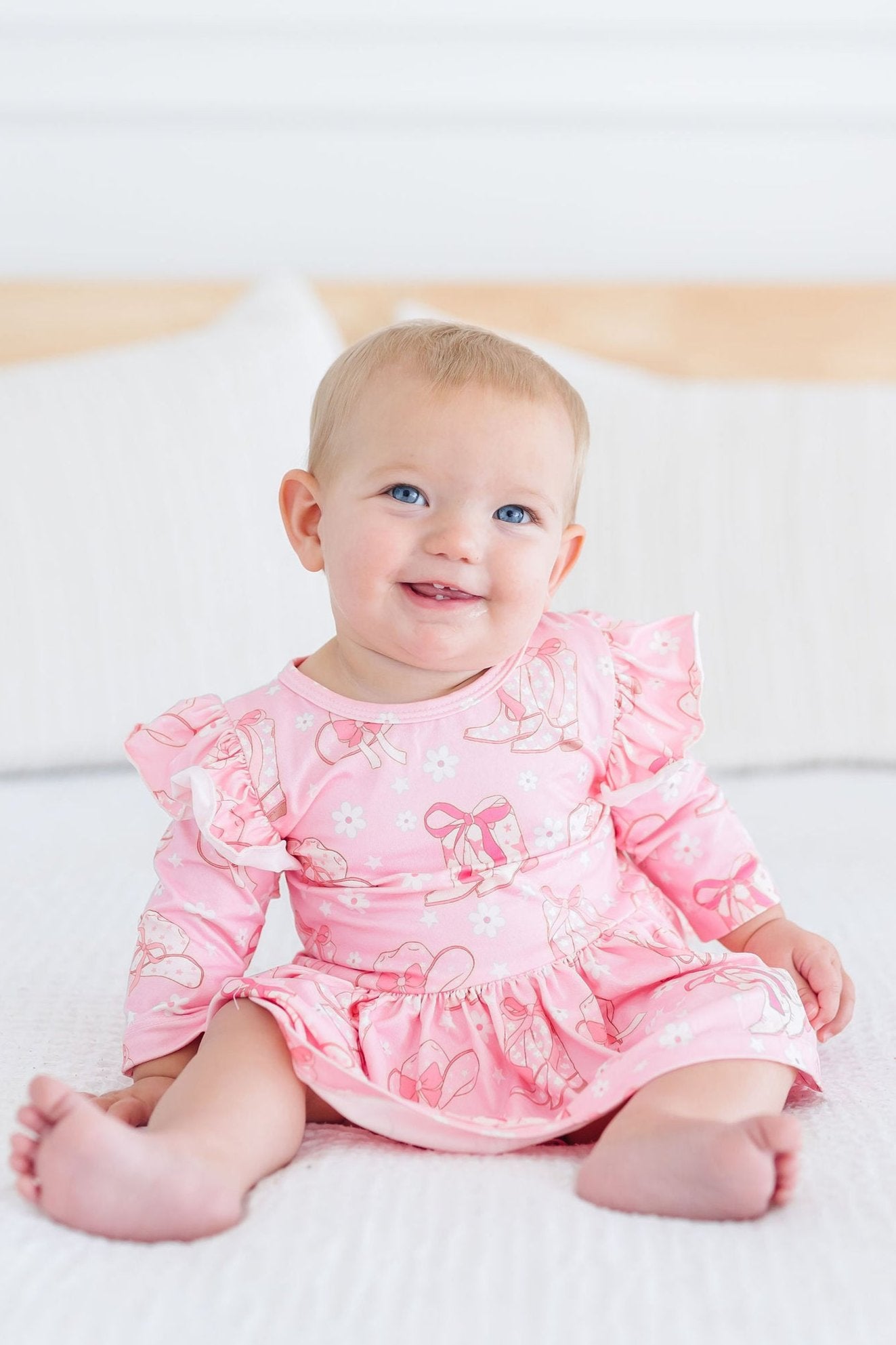 Howdy 3/4 Sleeve Flutter Twirl Bodysuit - Aaria Tees Aaria Tees
