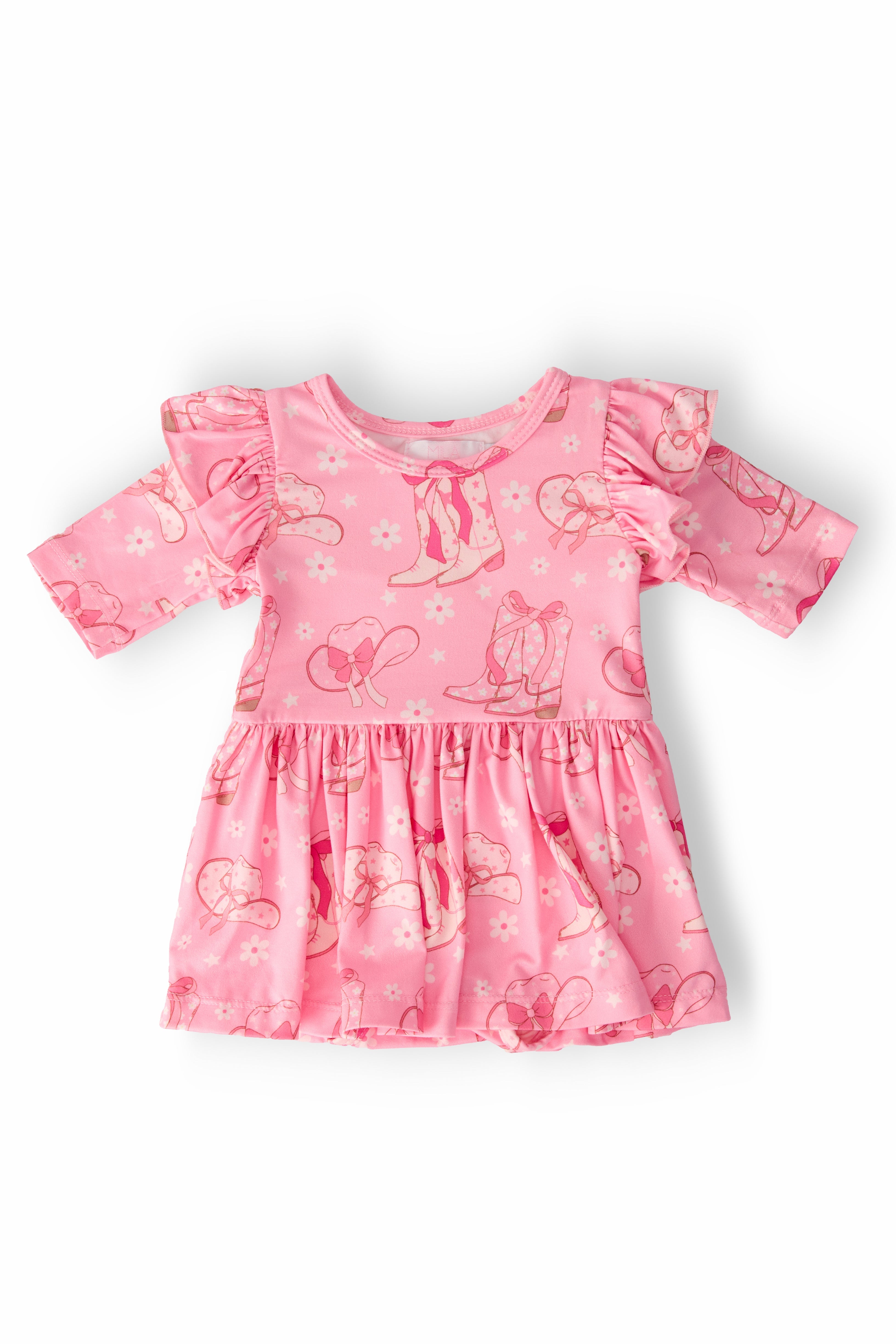 Howdy 3/4 Sleeve Flutter Twirl Bodysuit - Aaria Tees Aaria Tees