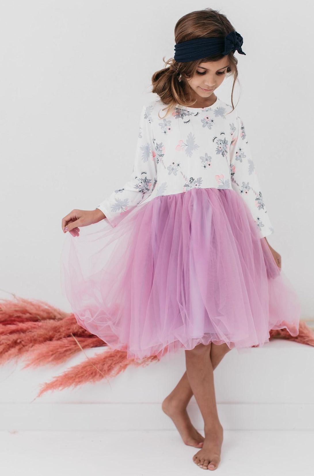 Lilac Unicorn Dream L/S Tutu Dress - Aaria Tees Aaria Tees
