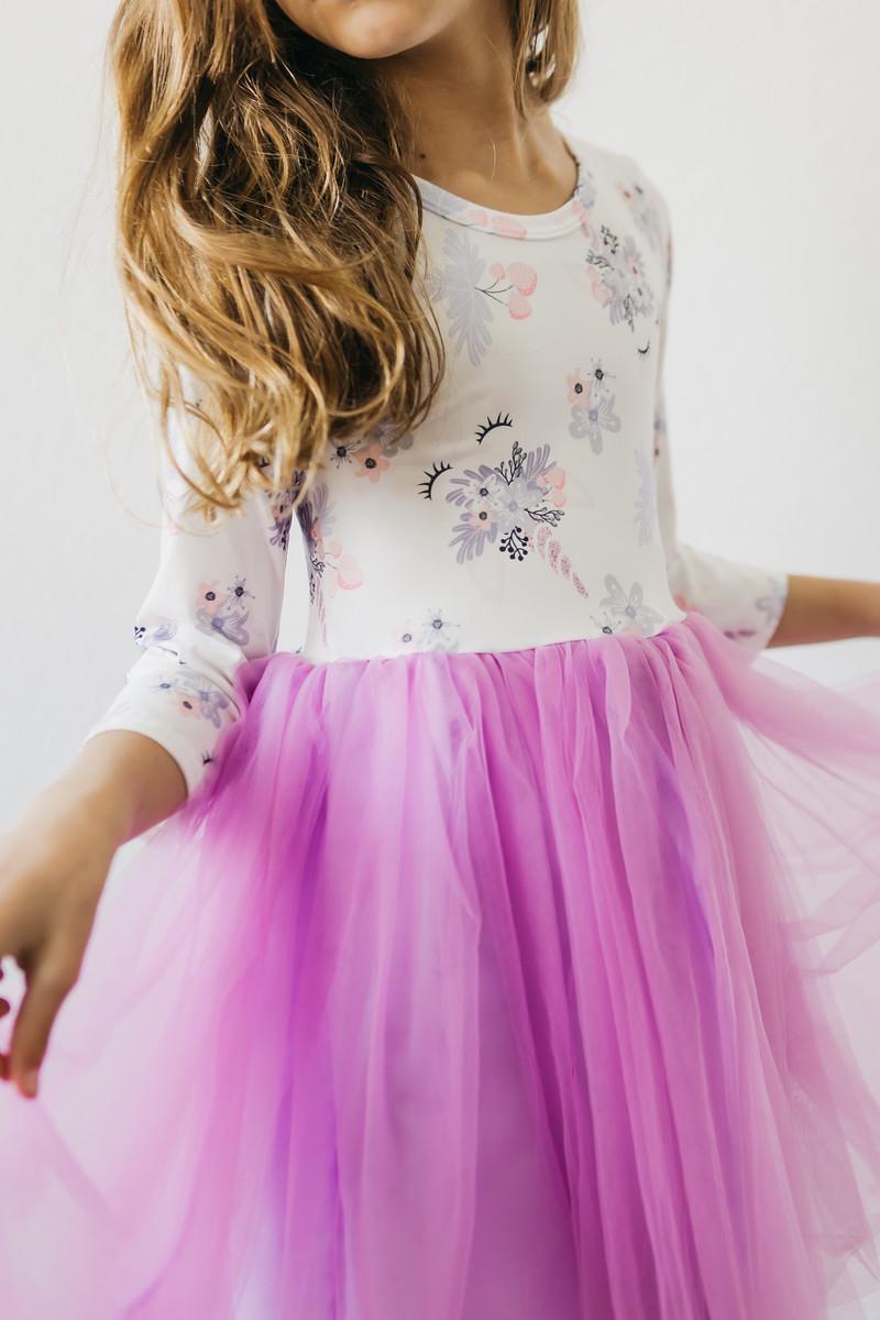 Lilac Unicorn Dream L/S Tutu Dress - Aaria Tees Aaria Tees