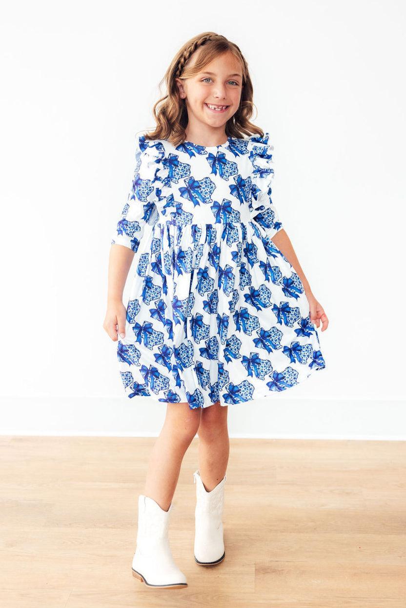 Lone Star 3/4 Sleeve Ruffle Twirl Dress - Aaria Tees Aaria Tees