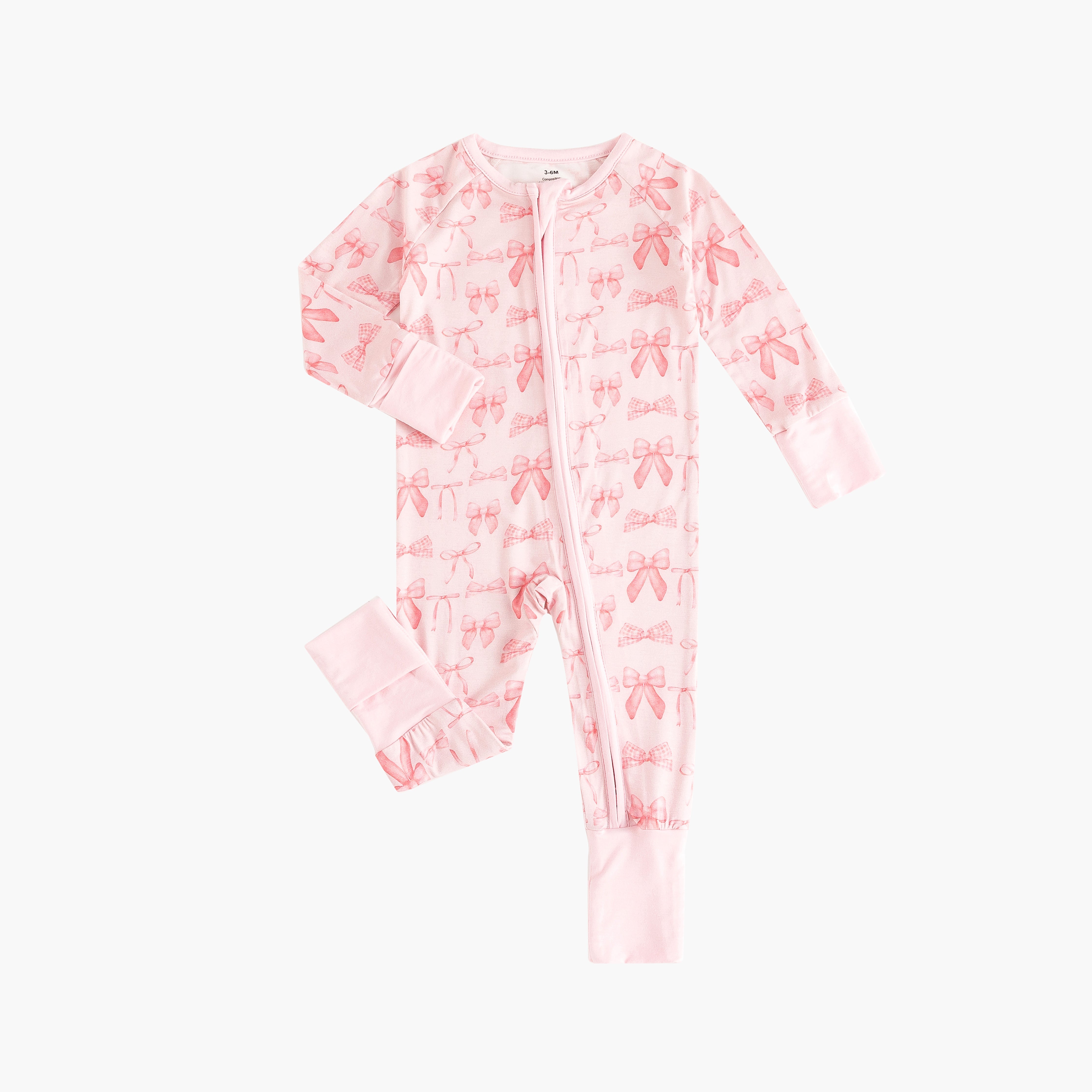 Pink Bows (Convertible Zip Footies) - Aaria Tees Aaria Tees