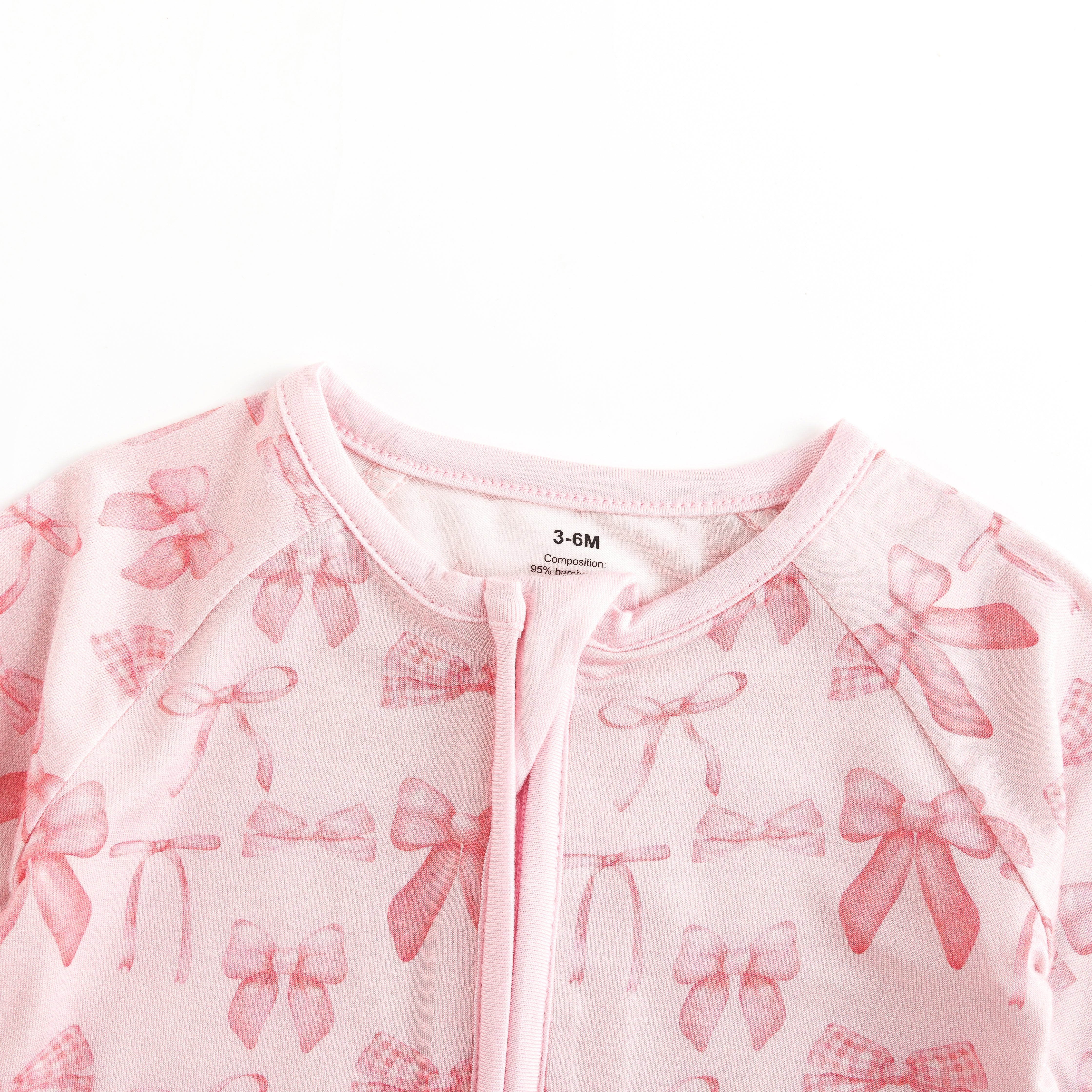 Pink Bows (Convertible Zip Footies) - Aaria Tees Aaria Tees