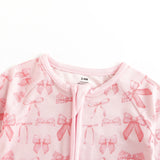 Pink Bows (Convertible Zip Footies) - Aaria Tees Aaria Tees