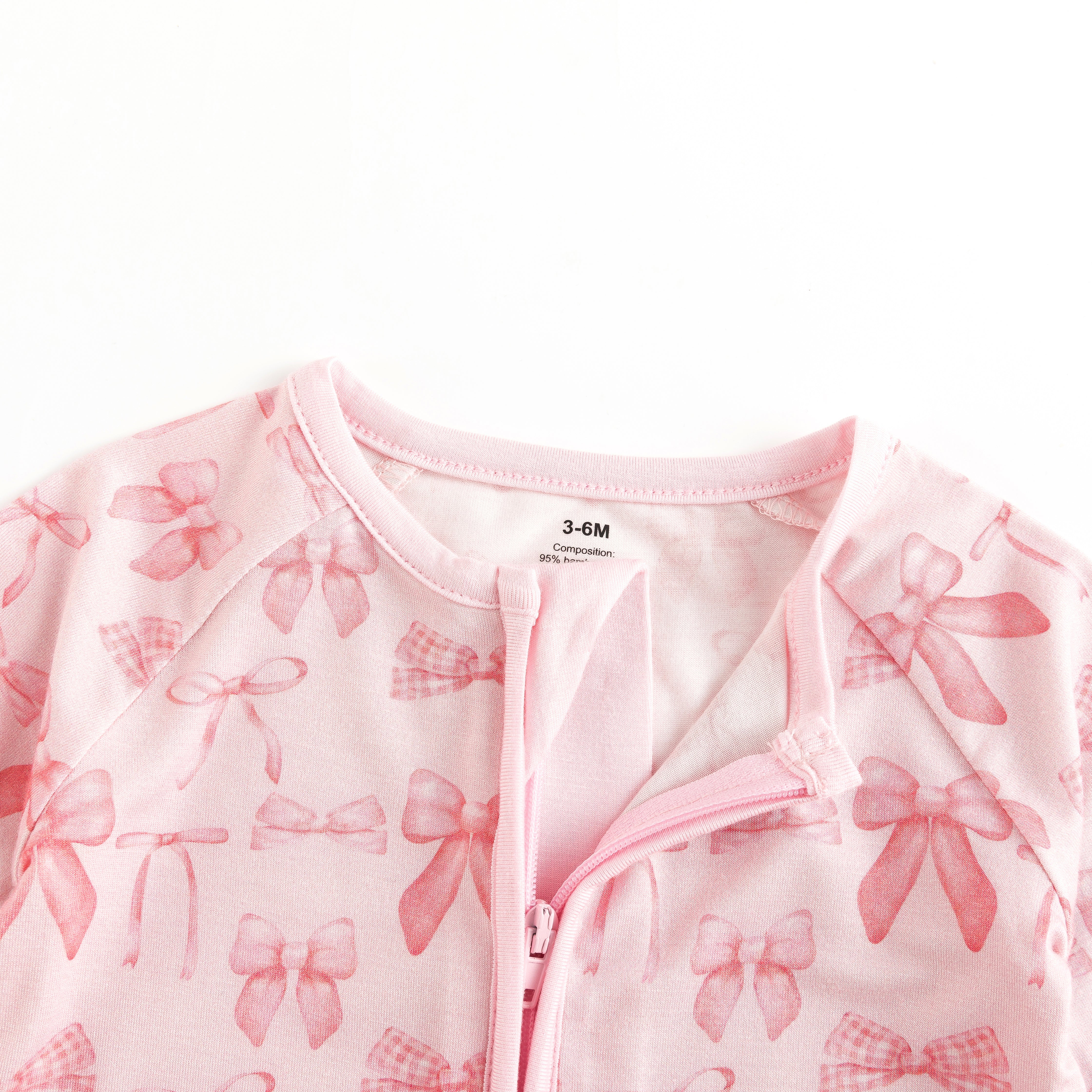 Pink Bows (Convertible Zip Footies) - Aaria Tees Aaria Tees