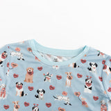 Pups & Kisses (Long Sleeve PJ) - Blue - Aaria Tees Aaria Tees