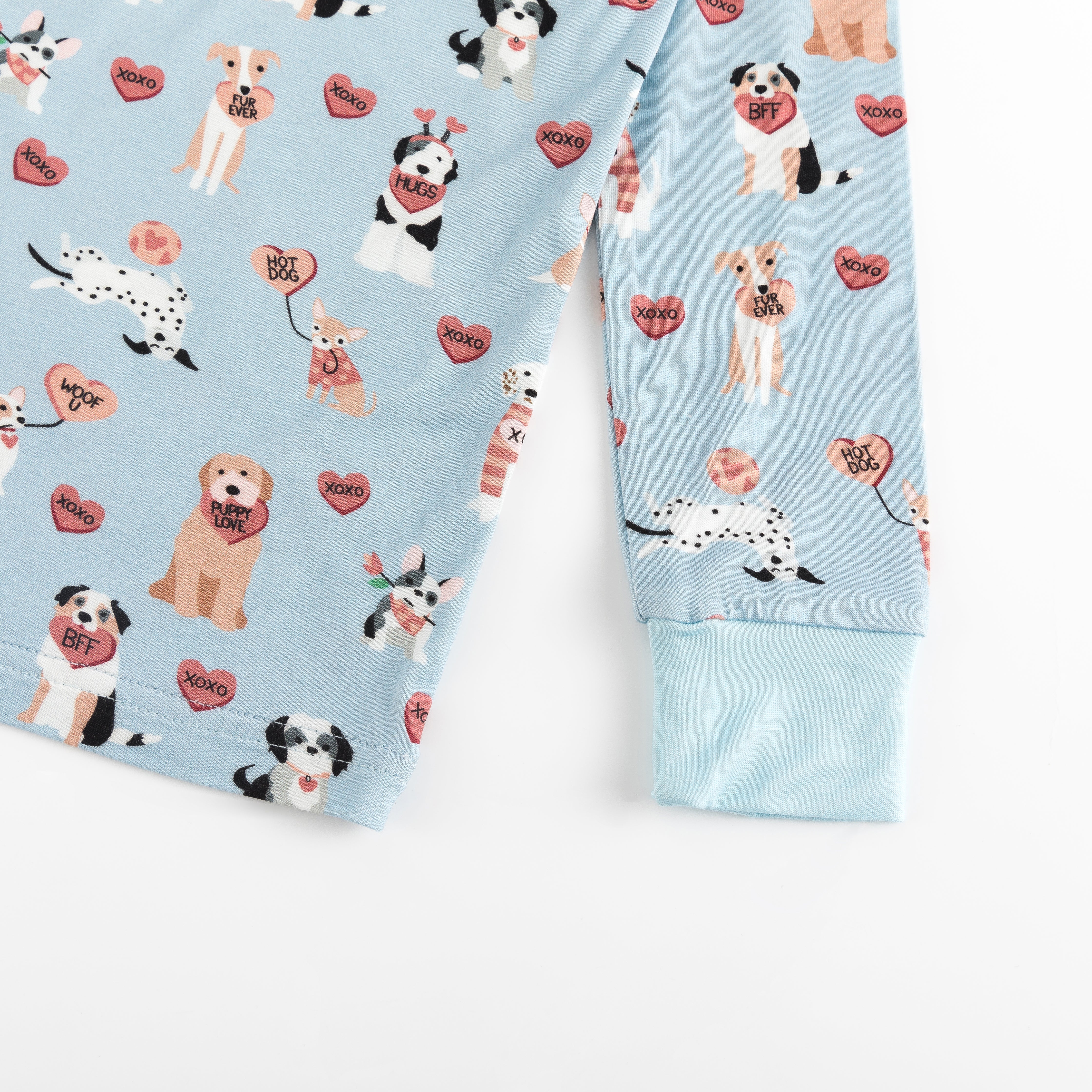 Pups & Kisses (Long Sleeve PJ) - Blue - Aaria Tees Aaria Tees