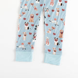 Pups & Kisses (Long Sleeve PJ) - Blue - Aaria Tees Aaria Tees