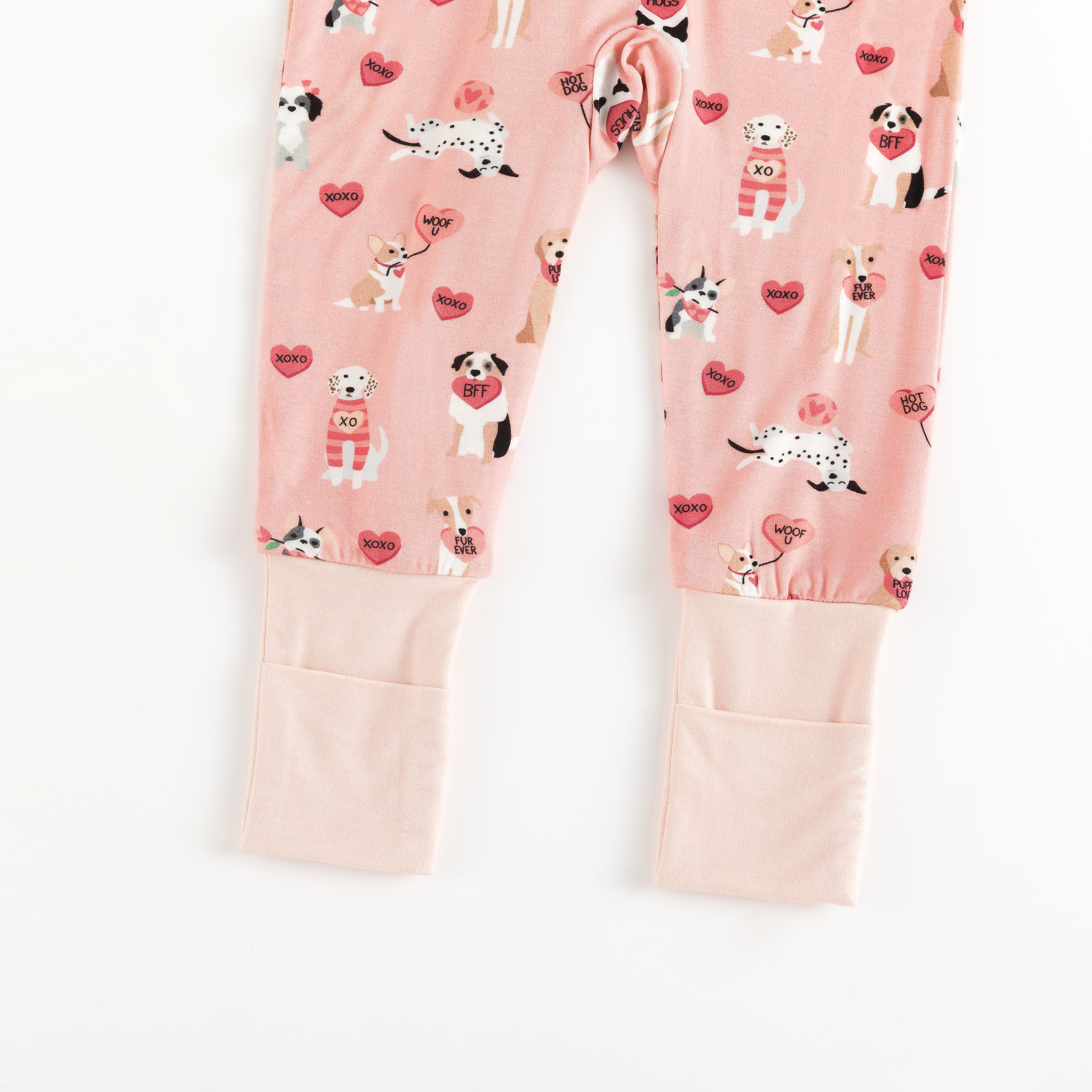 Pups & Kisses (Convertible Zip Footies) - Pink - Aaria Tees Aaria Tees