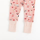Pups & Kisses (Convertible Zip Footies) - Pink - Aaria Tees Aaria Tees