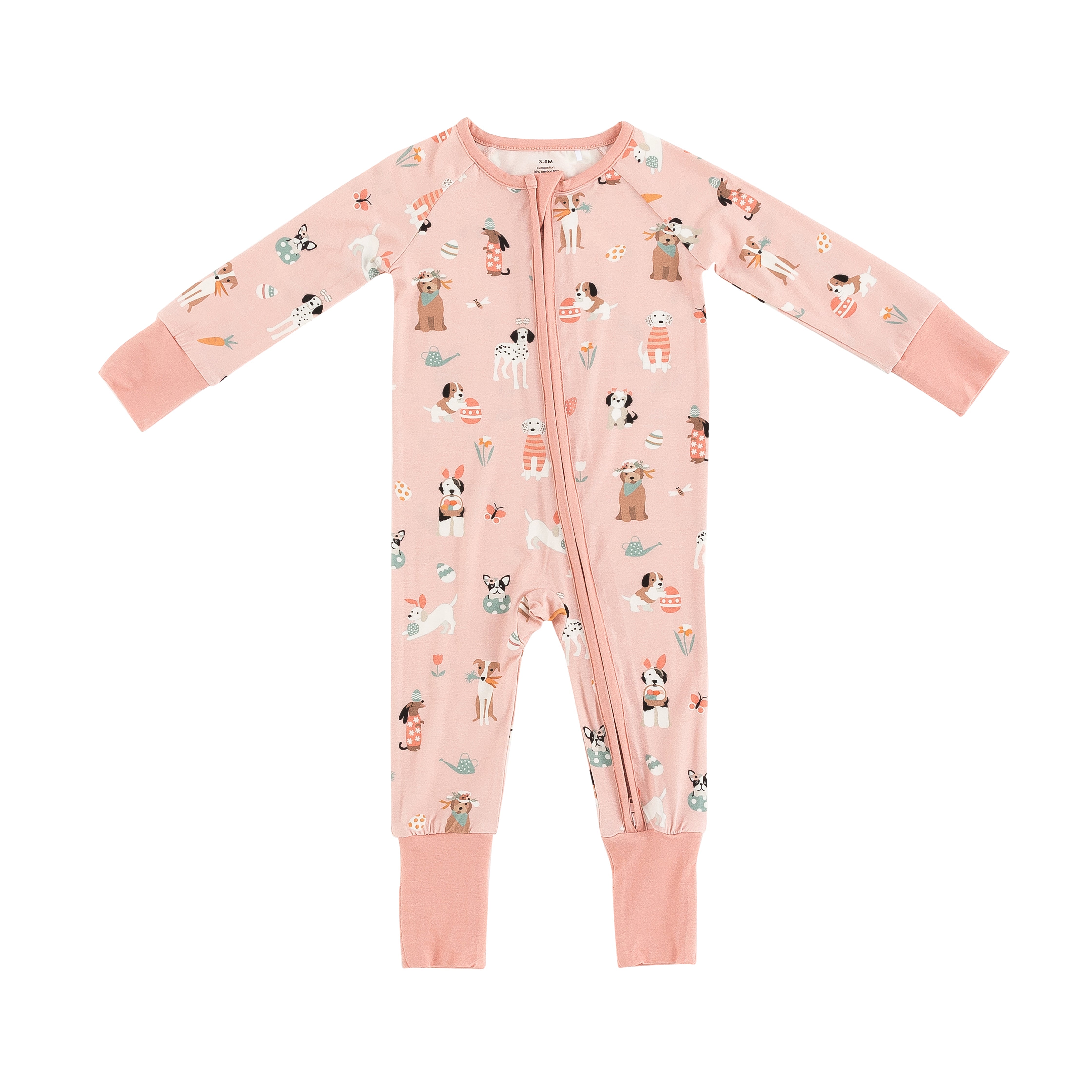 Puppy Egg Hunt (Convertible Zip Footies) - Pink - Aaria Tees Aaria Tees