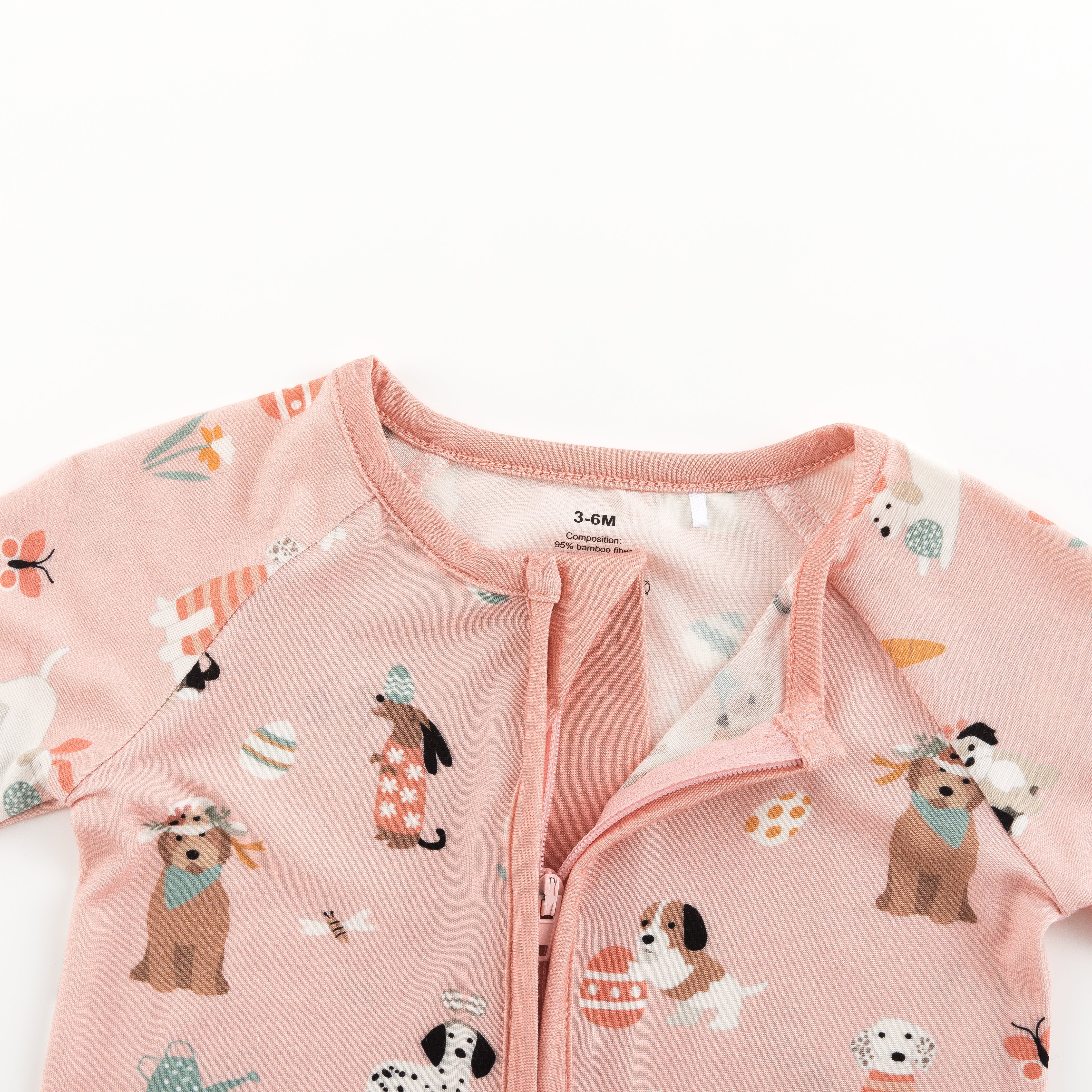 Puppy Egg Hunt (Convertible Zip Footies) - Pink - Aaria Tees Aaria Tees