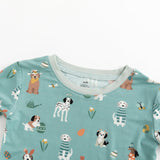 Puppy Egg Hunt (Long Sleeve PJ) - Aquamarine - Aaria Tees Aaria Tees