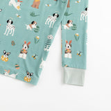 Puppy Egg Hunt (Long Sleeve PJ) - Aquamarine - Aaria Tees Aaria Tees