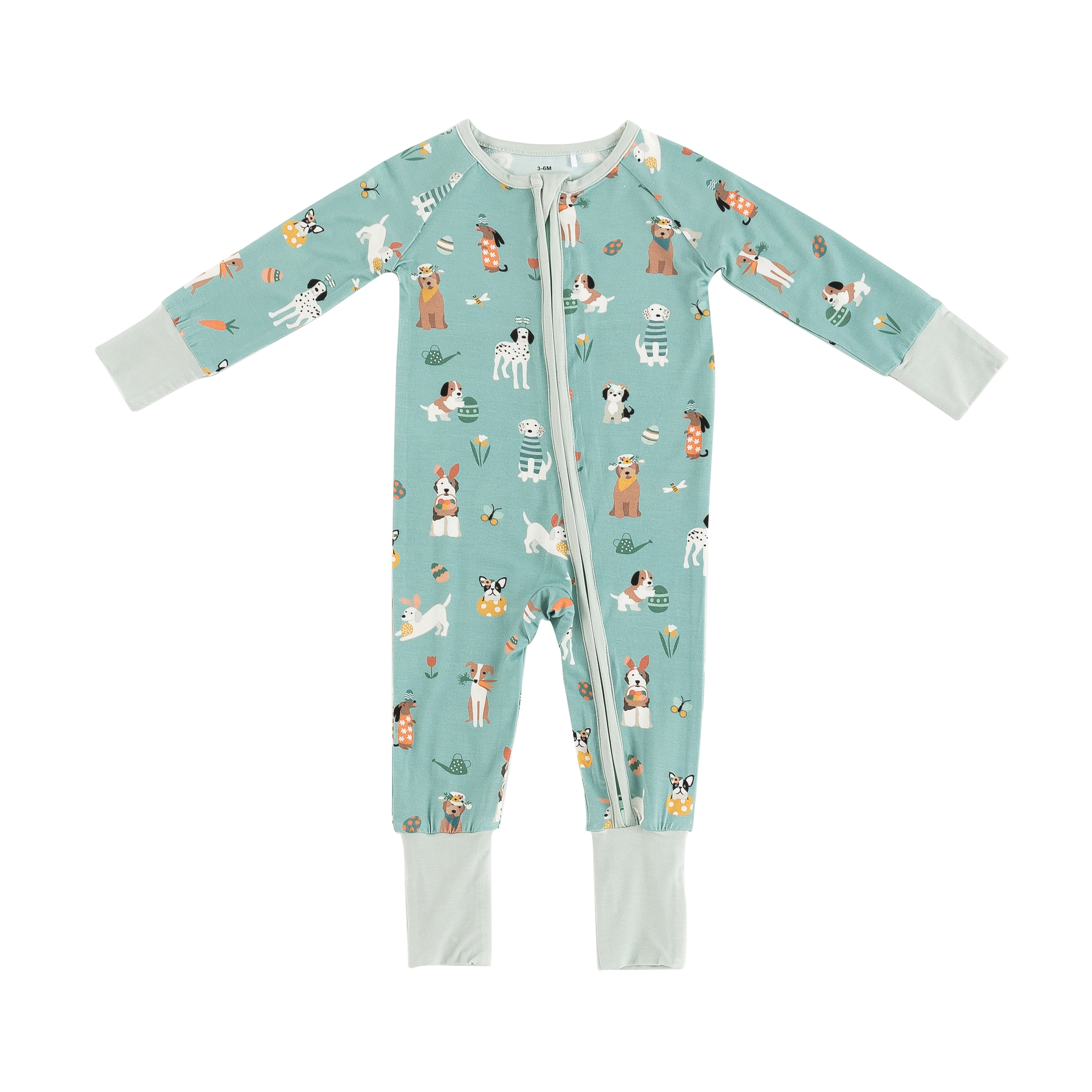 Puppy Egg Hunt (Convertible Zip Footies) - Aquamarine - Aaria Tees Aaria Tees