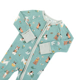 Puppy Egg Hunt (Convertible Zip Footies) - Aquamarine - Aaria Tees Aaria Tees