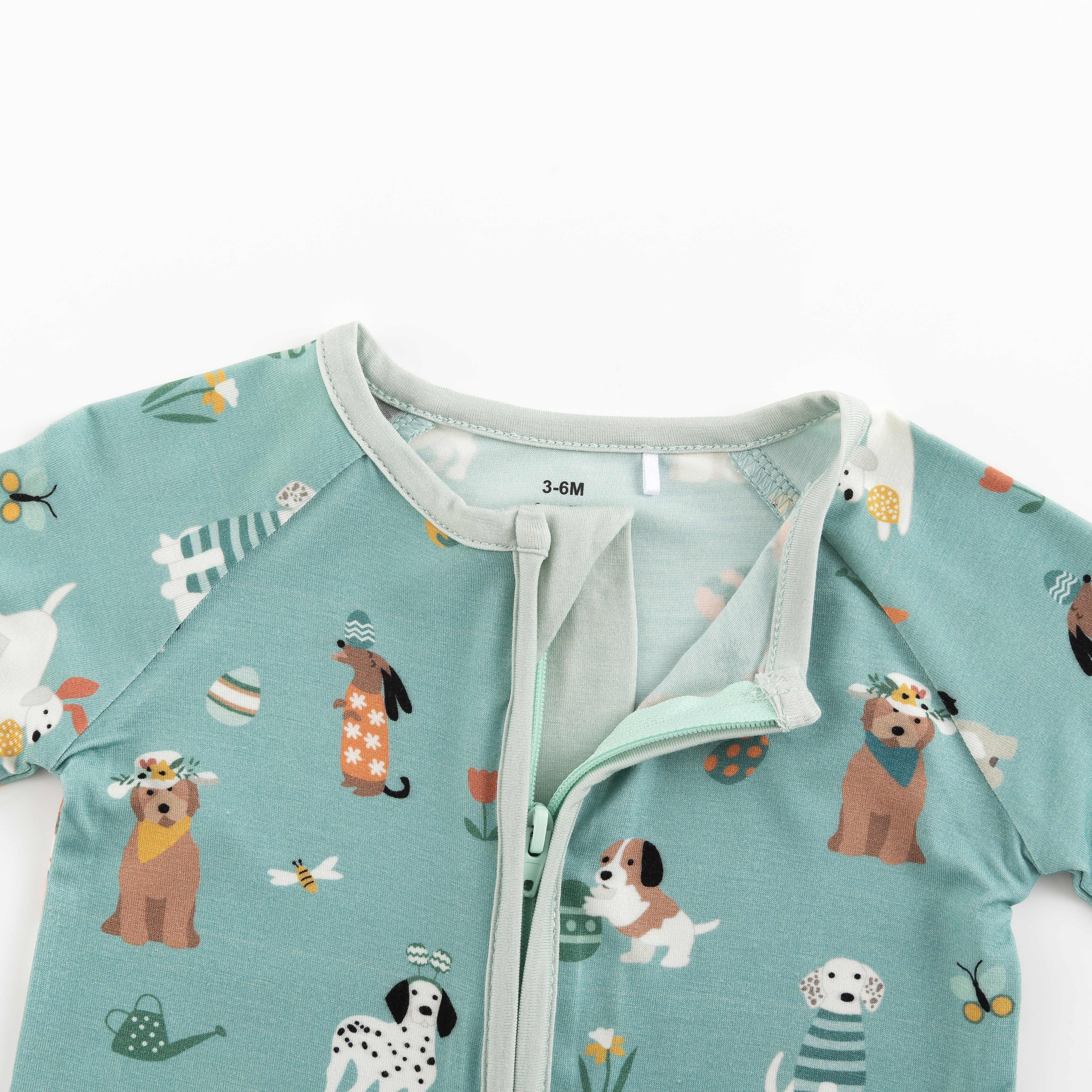 Puppy Egg Hunt (Convertible Zip Footies) - Aquamarine - Aaria Tees Aaria Tees