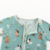 Puppy Egg Hunt (Convertible Zip Footies) - Aquamarine - Aaria Tees Aaria Tees
