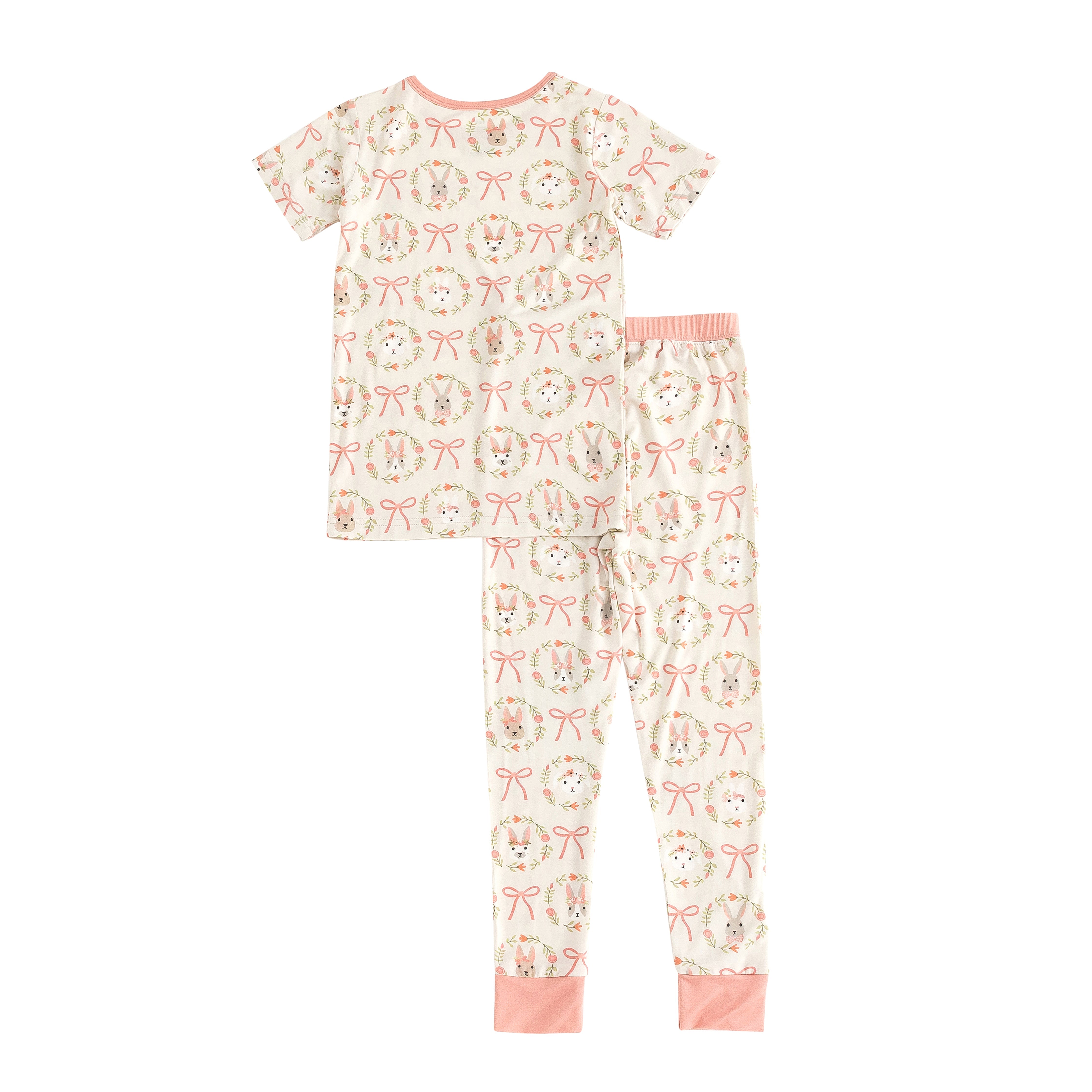 Bows & Bunnies (Short Sleeve PJ) - Pink - Aaria Tees Aaria Tees
