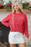 Ximena Letter Graphic Loose Long Sleeve Top - Aaria Tees Aaria Tees