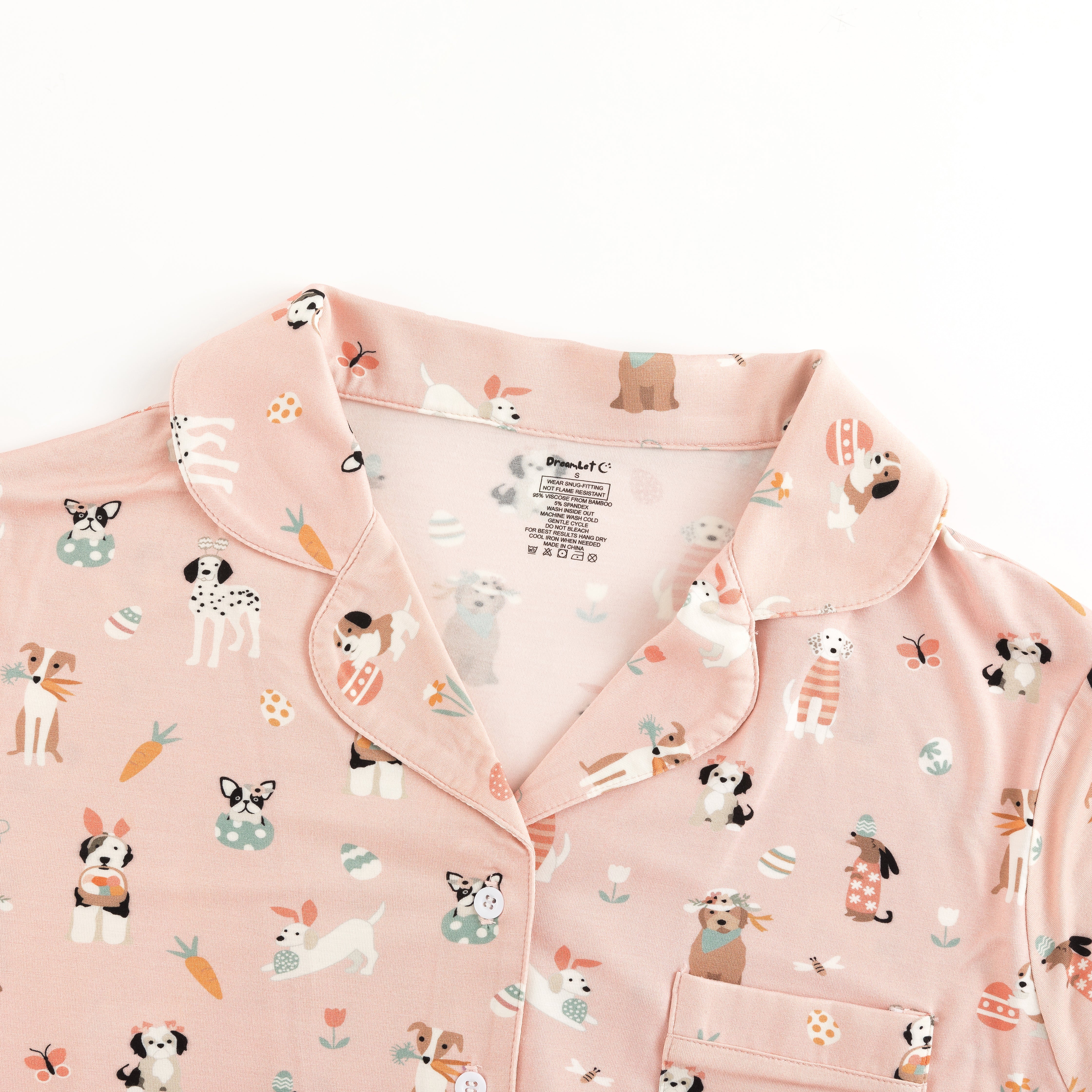 Puppy Egg Hunt (Women's Short Sleeve PJ) - Pink - Aaria Tees Aaria Tees