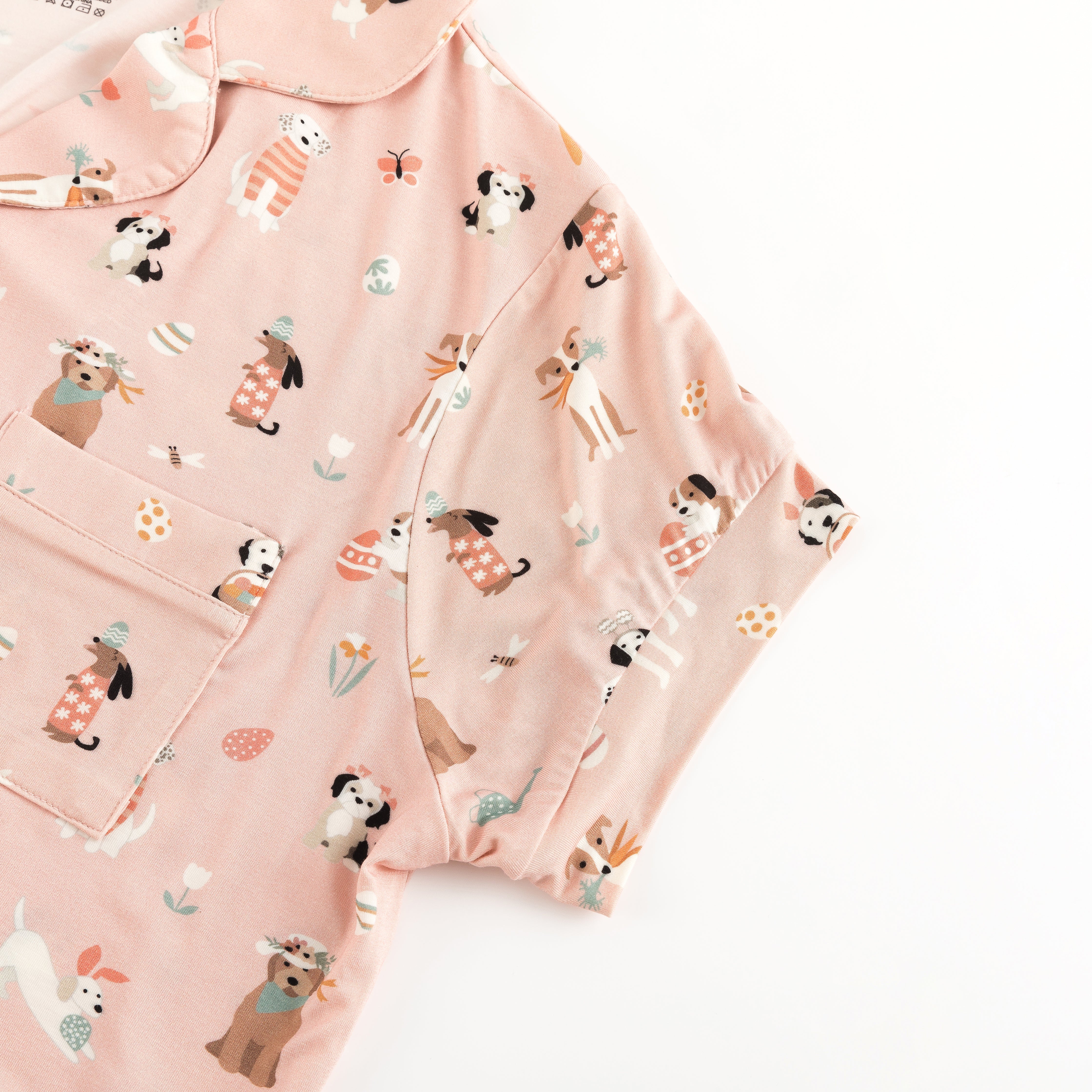 Puppy Egg Hunt (Women's Short Sleeve PJ) - Pink - Aaria Tees Aaria Tees