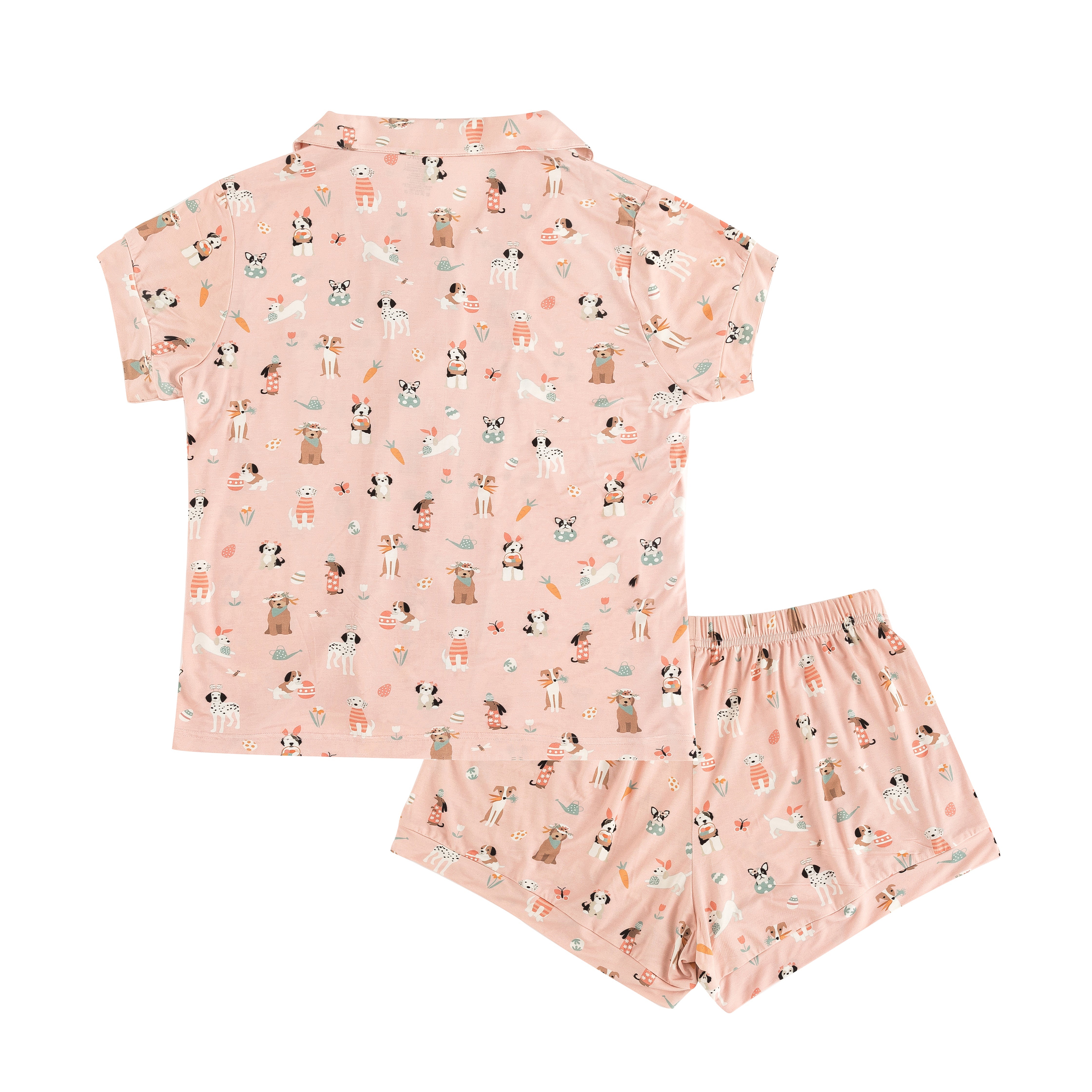 Puppy Egg Hunt (Women's Short Sleeve PJ) - Pink - Aaria Tees Aaria Tees