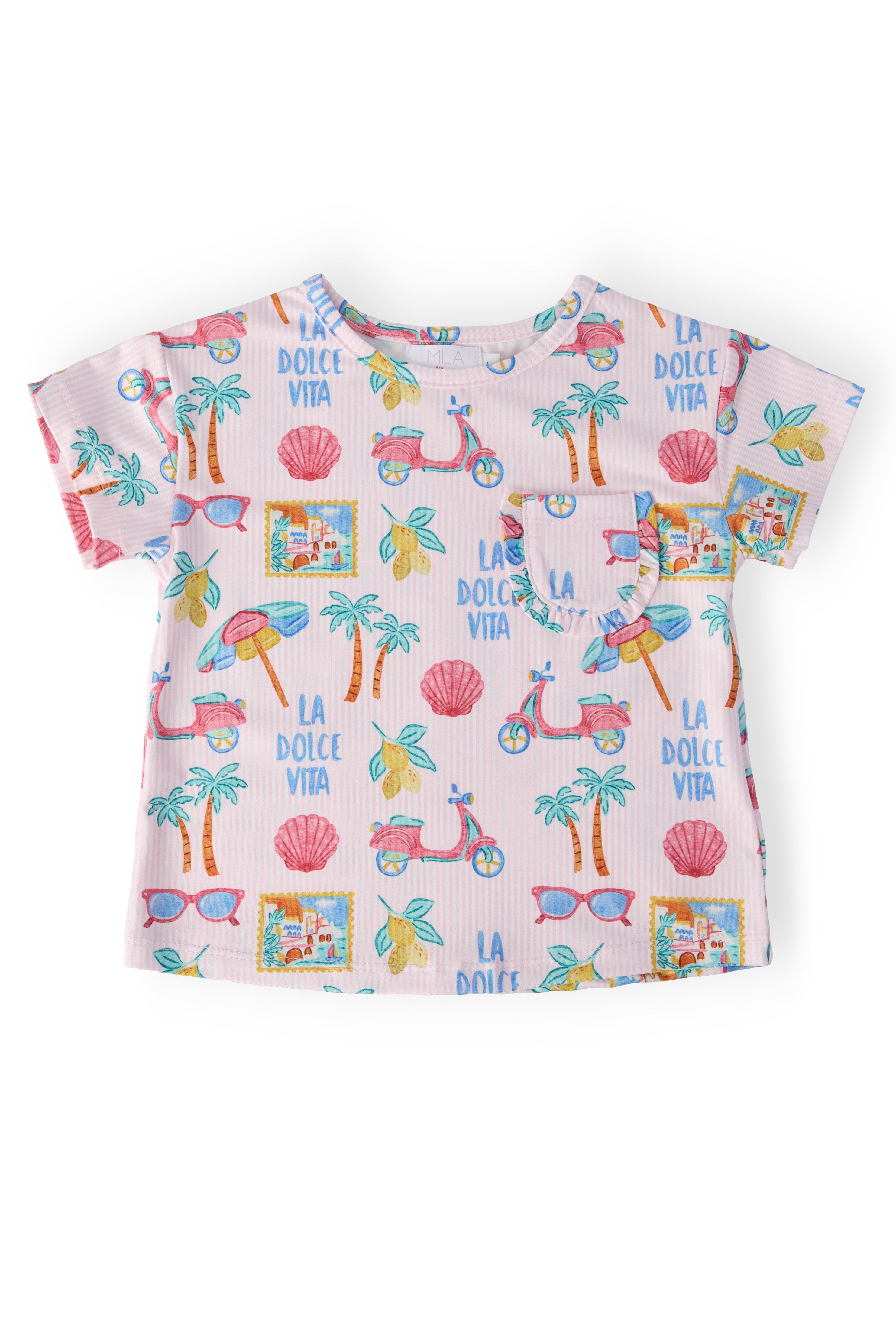 La Dolce Vita Ruffle Pocket Tee - Aaria Tees Aaria Tees