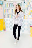 Lavender Checker Bow Cozy Cardigan - Aaria Tees Aaria Tees