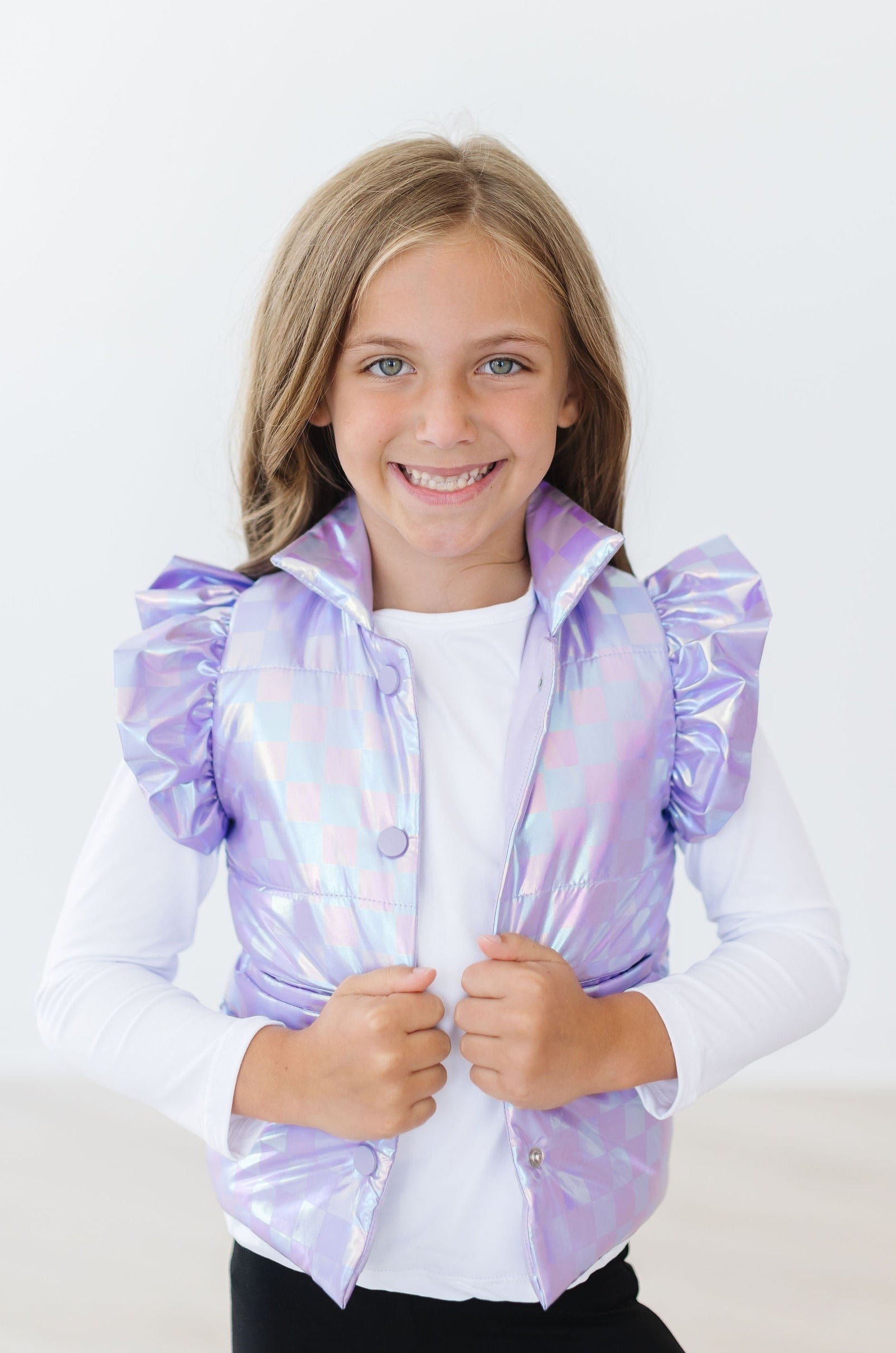 Lavender Haze Checker Puffer Vest - Aaria Tees Aaria Tees