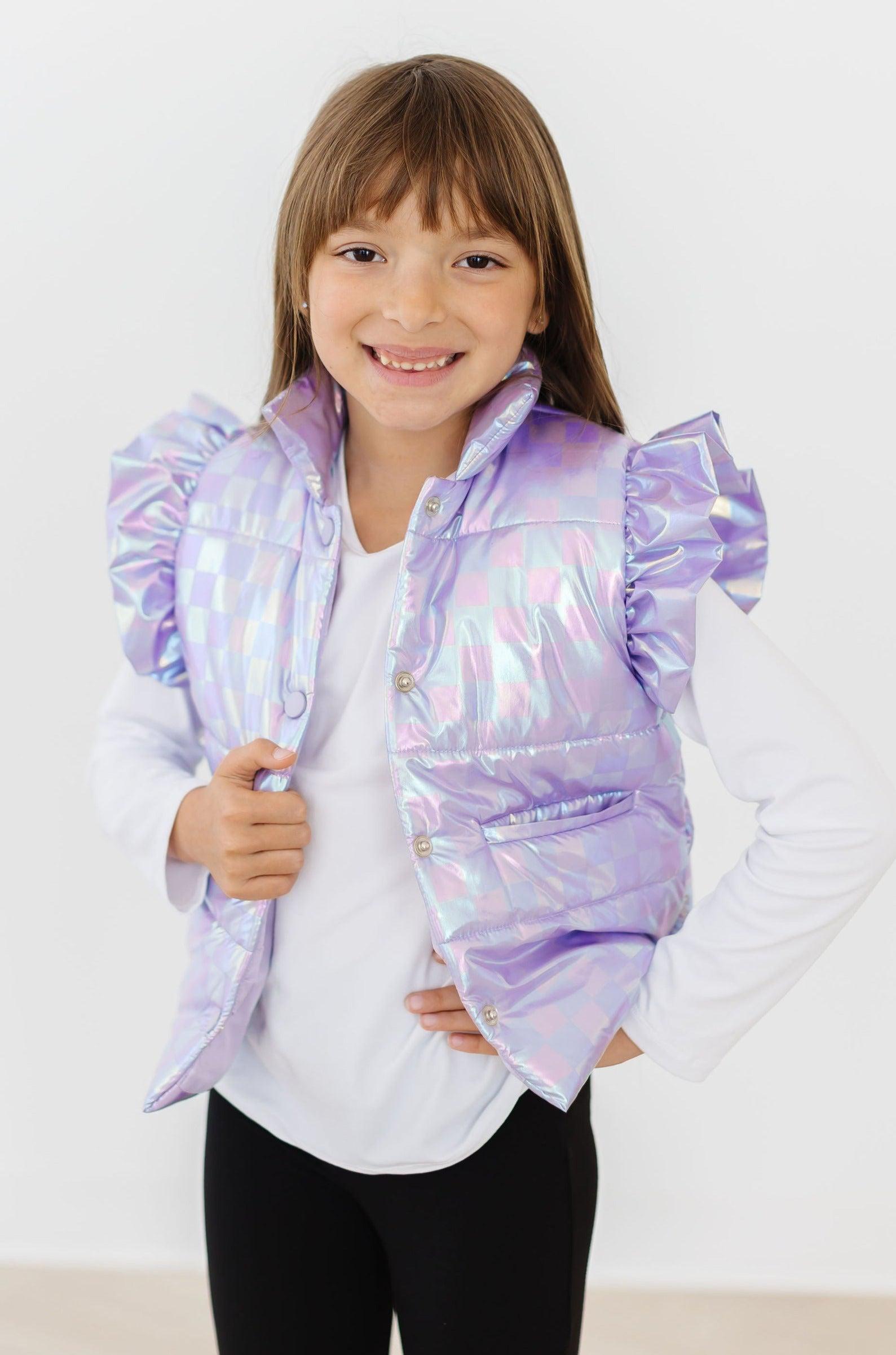 Lavender Haze Checker Puffer Vest - Aaria Tees Aaria Tees