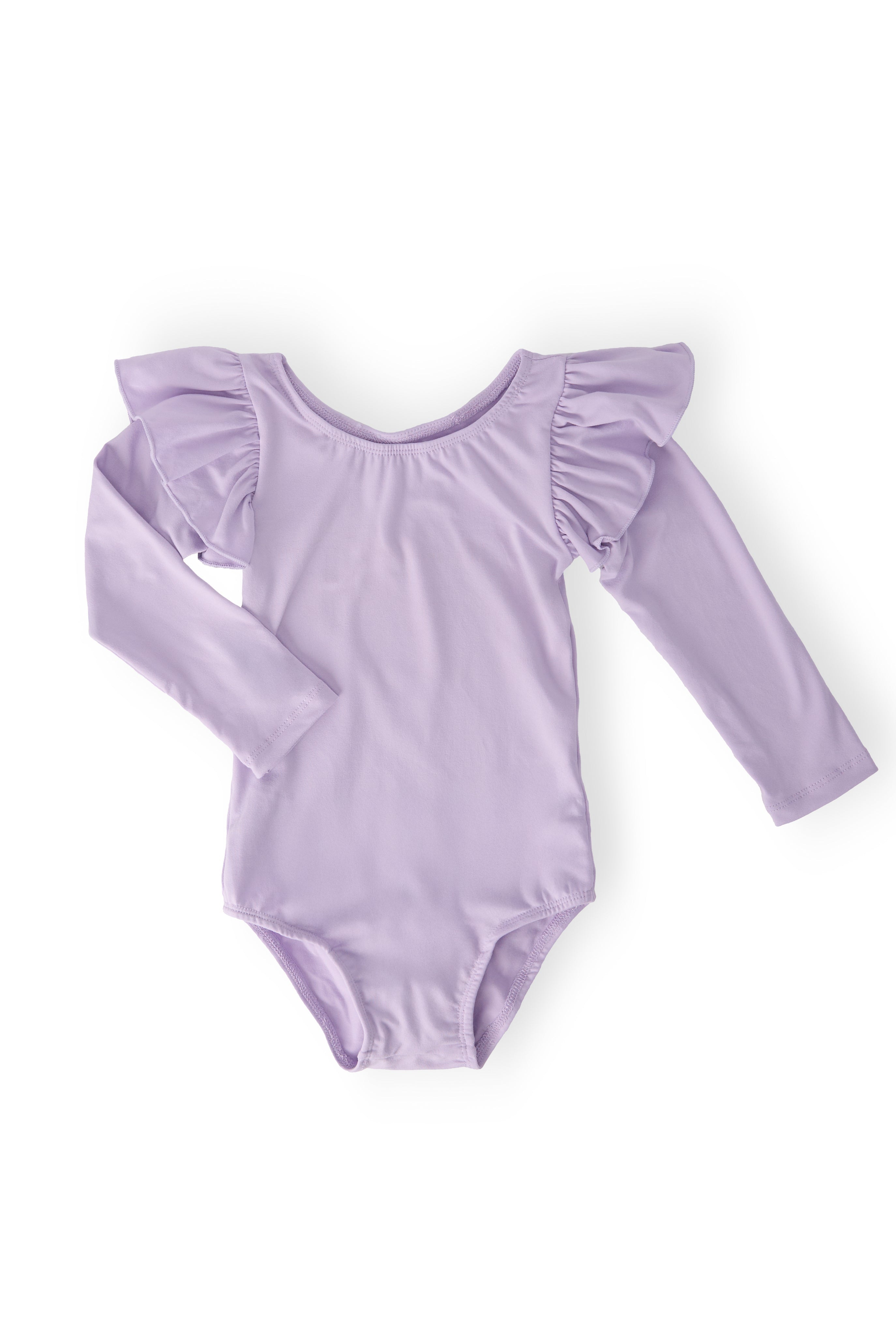 Lavender L/S Flutter Sleeve Leotard - Aaria Tees Aaria Tees