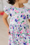 Lavender Love Flutter Sleeve Twirl Dress - Aaria Tees Aaria Tees