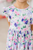Lavender Love Flutter Sleeve Twirl Dress - Aaria Tees Aaria Tees