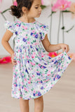 Lavender Love Flutter Sleeve Twirl Dress - Aaria Tees Aaria Tees