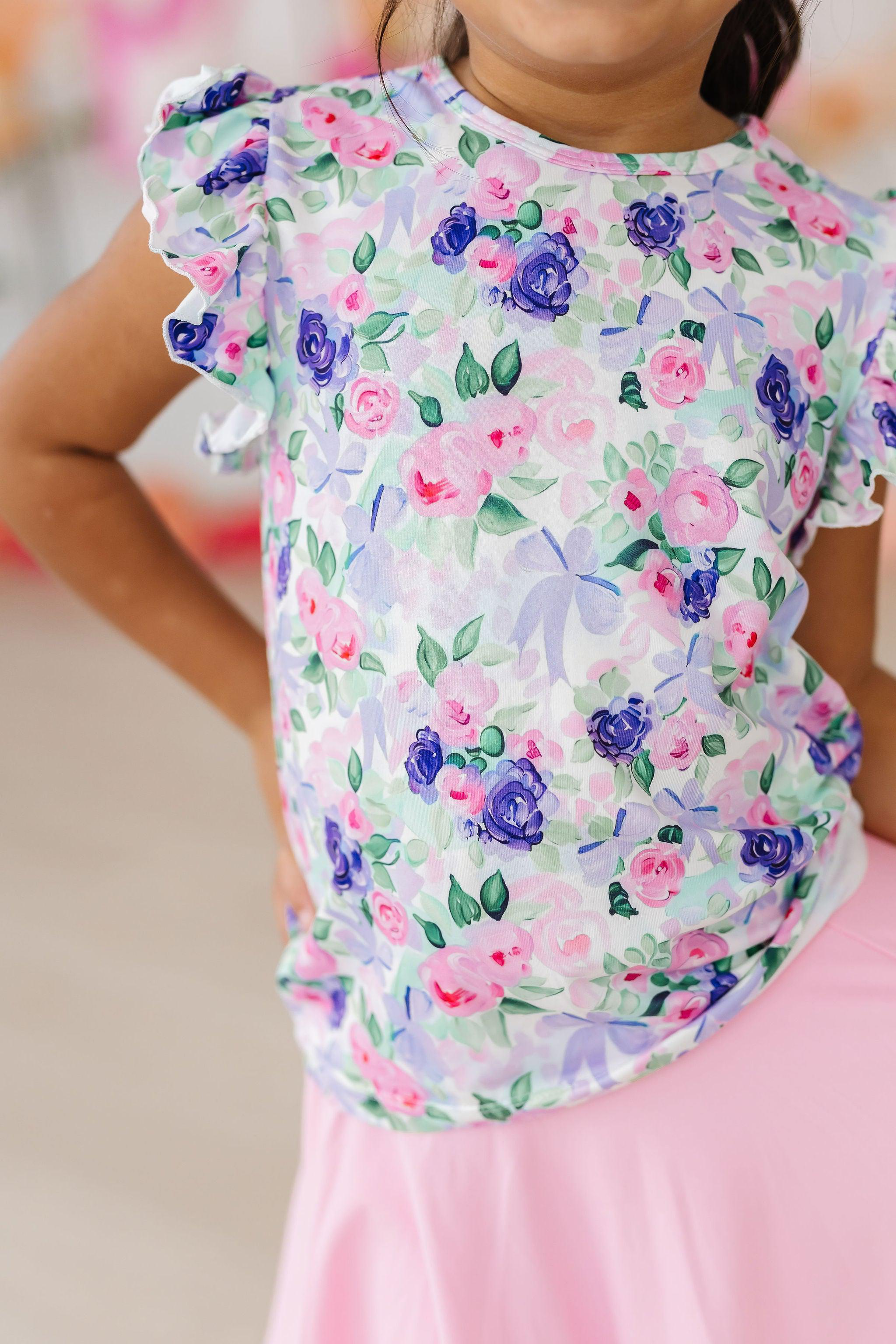 Lavender Love S/S Ruffle Tee - Aaria Tees Aaria Tees