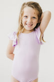 Lavender S/S Flutter Sleeve Leotard - Aaria Tees Aaria Tees