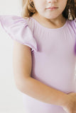 Lavender S/S Flutter Sleeve Leotard - Aaria Tees Aaria Tees