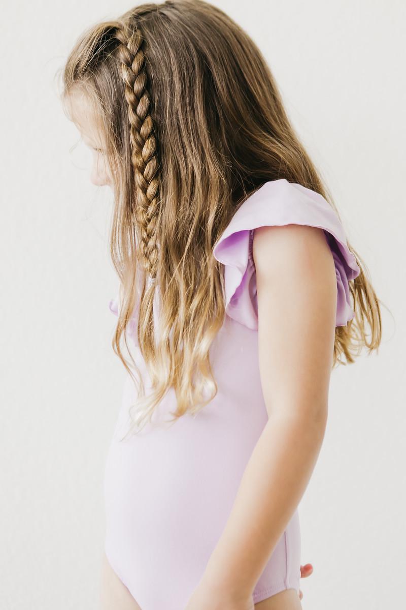 Lavender S/S Flutter Sleeve Leotard - Aaria Tees Aaria Tees