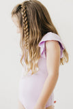 Lavender S/S Flutter Sleeve Leotard - Aaria Tees Aaria Tees