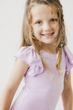 Lavender S/S Flutter Sleeve Leotard - Aaria Tees Aaria Tees