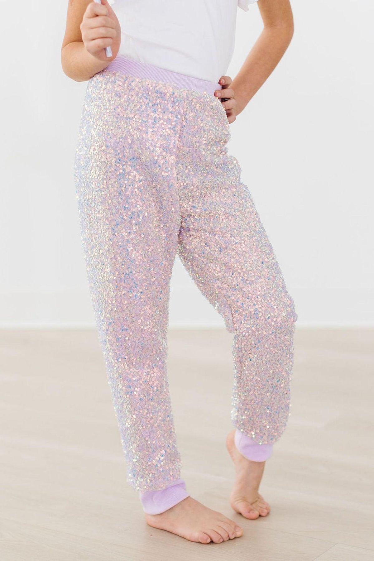 Lavender Sequin Joggers - Aaria Tees