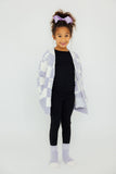 Lavender Checker Bow Cozy Cardigan - Aaria Tees Aaria Tees