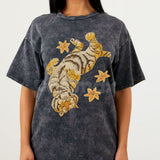 Lazy Tiger Unisex Vintage Washed Tee – Oversized Animal Graphic Shirt, Chill Streetwear - Aaria Tees Aaria Tees
