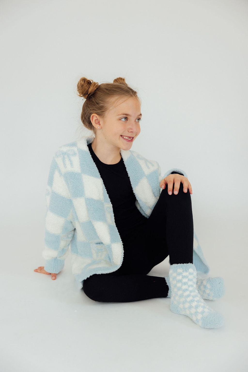 Light Blue Checker Cozy Socks - Aaria Tees Aaria Tees