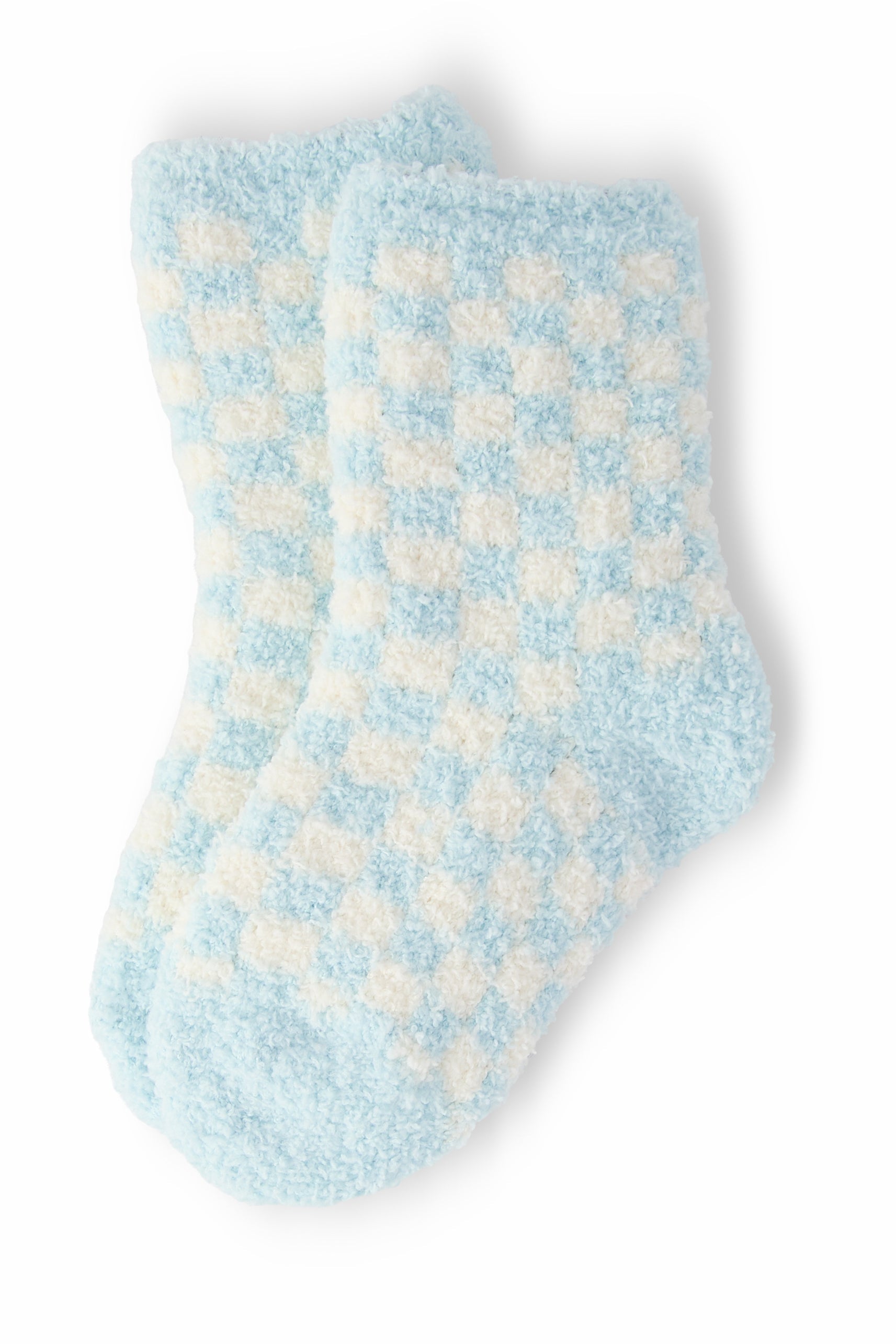 Light Blue Checker Cozy Socks - Aaria Tees Aaria Tees