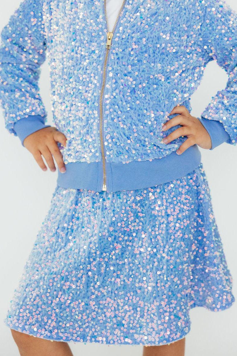 Light Blue Velvet Sequin Jacket - Aaria Tees Aaria Tees