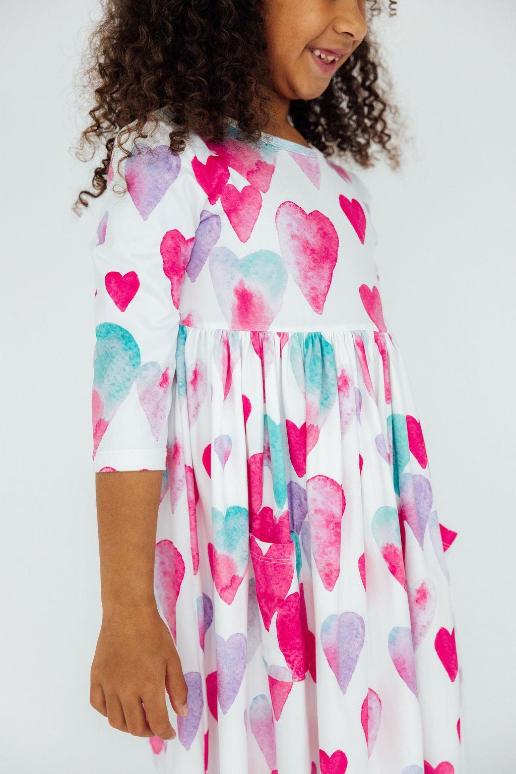 Light Hearted 3/4 Sleeve Pocket Twirl Dress - Aaria Tees Aaria Tees