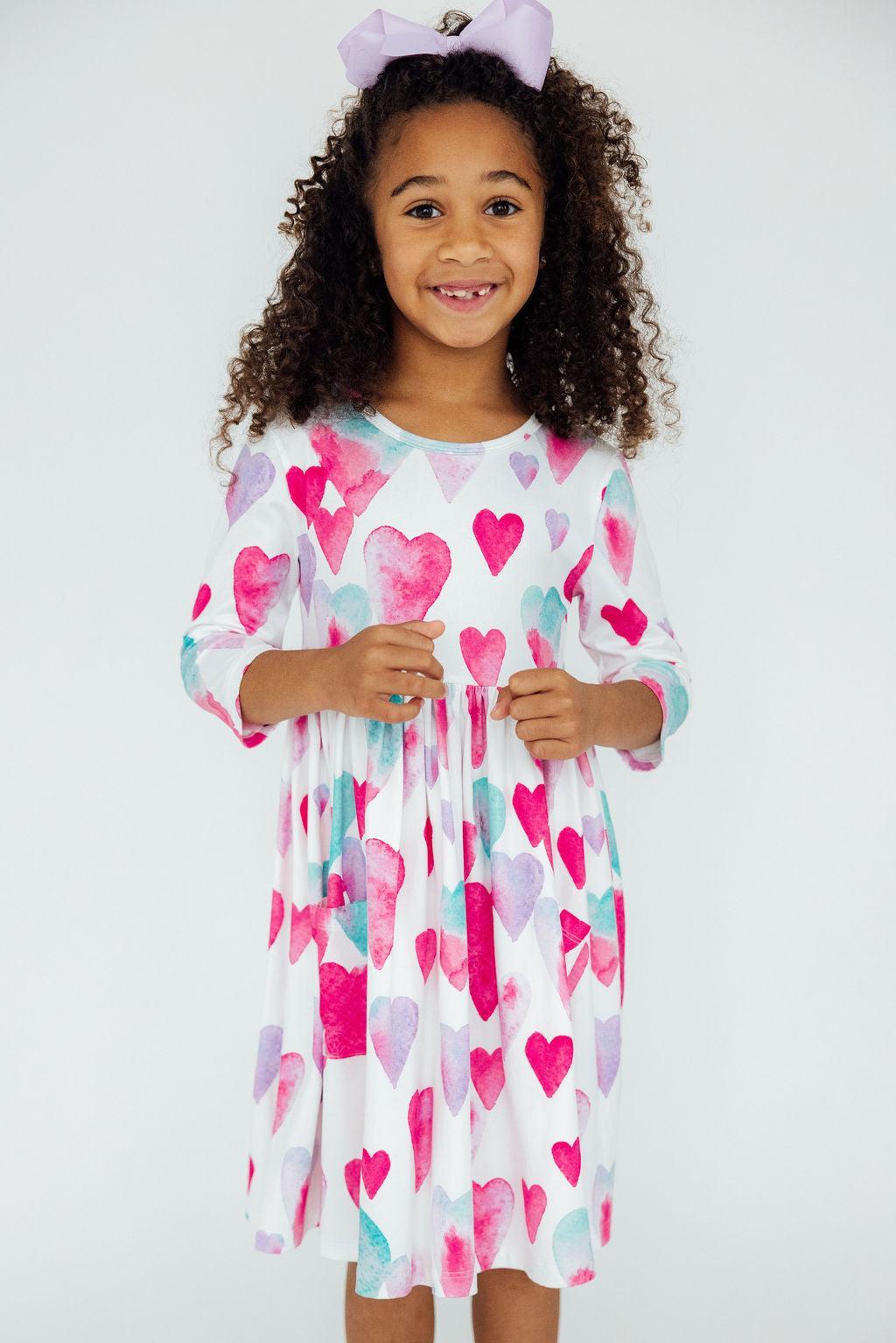 Light Hearted 3/4 Sleeve Pocket Twirl Dress - Aaria Tees Aaria Tees